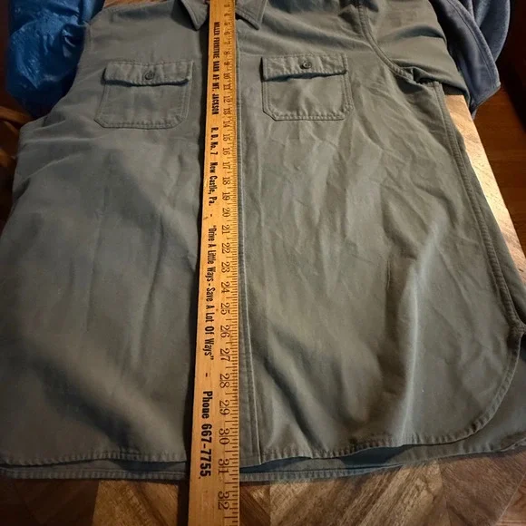 LL Bean Mens Long Sleeve‎ Button Up Shirt Olive XL Soft Brushed Cotton Casual - Picture 5 of 6